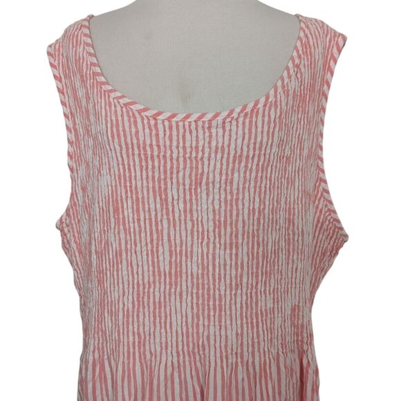 Croft & Barrow Stripe Smocked Dress Womens Plus Size 2X Pink Stretch Sleeveless - Picture 2 of 10